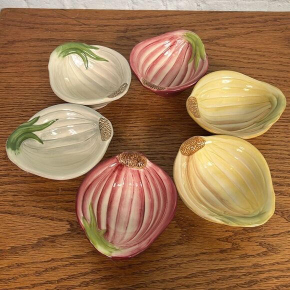 Set/6 WILLIAMS-SONOMA Onion Serving Dip Bowl Dishes for Salsa, Olive Oil, Bread - Picture 1 of 7
